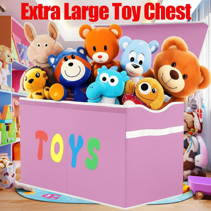 Toy Box Chest, Collapsible Sturdy Storage Bins with Lids, Extra Large Kids Toy Storage Organizer Boxes Bins Baskets for Kids, Boys, Girls, Nursery Room, Playroom, Closet (Linen Gray)