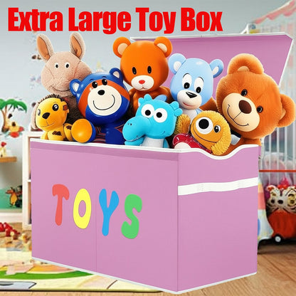 Toy Box Chest, Collapsible Sturdy Storage Bins with Lids, Extra Large Kids Toy Storage Organizer Boxes Bins Baskets for Kids, Boys, Girls, Nursery Room, Playroom, Closet (Linen Gray)