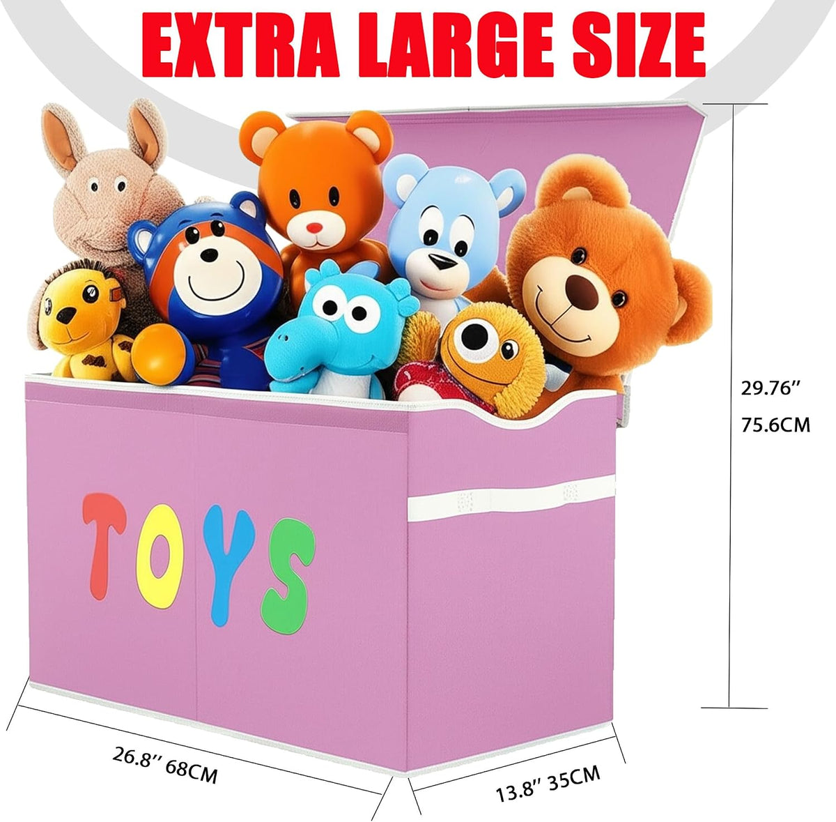 Toy Box Chest, Collapsible Sturdy Storage Bins with Lids, Extra Large Kids Toy Storage Organizer Boxes Bins Baskets for Kids, Boys, Girls, Nursery Room, Playroom, Closet (Linen Gray)