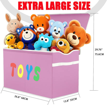 Toy Box Chest, Collapsible Sturdy Storage Bins with Lids, Extra Large Kids Toy Storage Organizer Boxes Bins Baskets for Kids, Boys, Girls, Nursery Room, Playroom, Closet (Linen Gray)