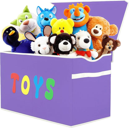 Toy Box Chest, Collapsible Sturdy Storage Bins with Lids, Extra Large Kids Toy Storage Organizer Boxes Bins Baskets for Kids, Boys, Girls, Nursery Room, Playroom, Closet (Linen Gray)