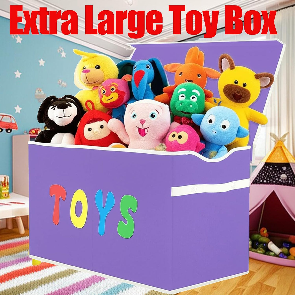 Toy Box Chest, Collapsible Sturdy Storage Bins with Lids, Extra Large Kids Toy Storage Organizer Boxes Bins Baskets for Kids, Boys, Girls, Nursery Room, Playroom, Closet (Linen Gray)