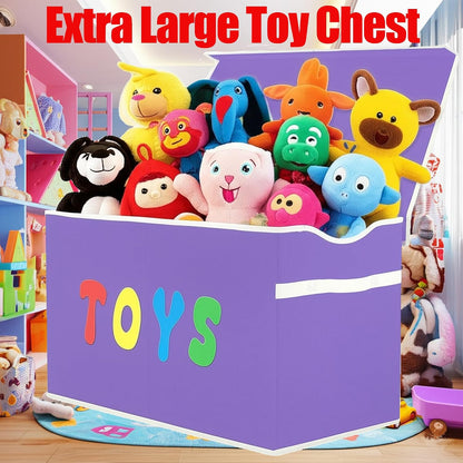 Toy Box Chest, Collapsible Sturdy Storage Bins with Lids, Extra Large Kids Toy Storage Organizer Boxes Bins Baskets for Kids, Boys, Girls, Nursery Room, Playroom, Closet (Linen Gray)