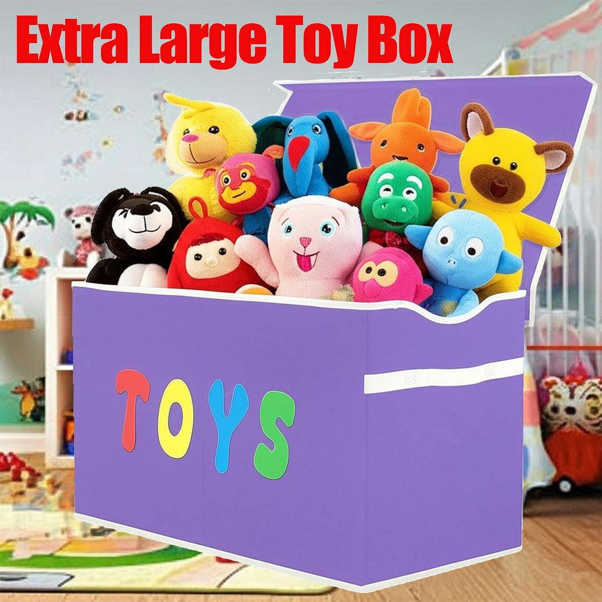 Toy Box Chest, Collapsible Sturdy Storage Bins with Lids, Extra Large Kids Toy Storage Organizer Boxes Bins Baskets for Kids, Boys, Girls, Nursery Room, Playroom, Closet (Linen Gray)