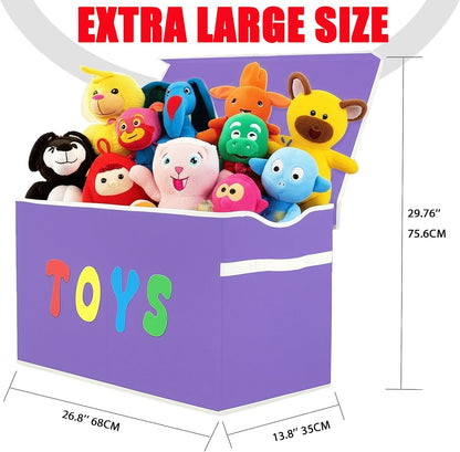 Toy Box Chest, Collapsible Sturdy Storage Bins with Lids, Extra Large Kids Toy Storage Organizer Boxes Bins Baskets for Kids, Boys, Girls, Nursery Room, Playroom, Closet (Linen Gray)