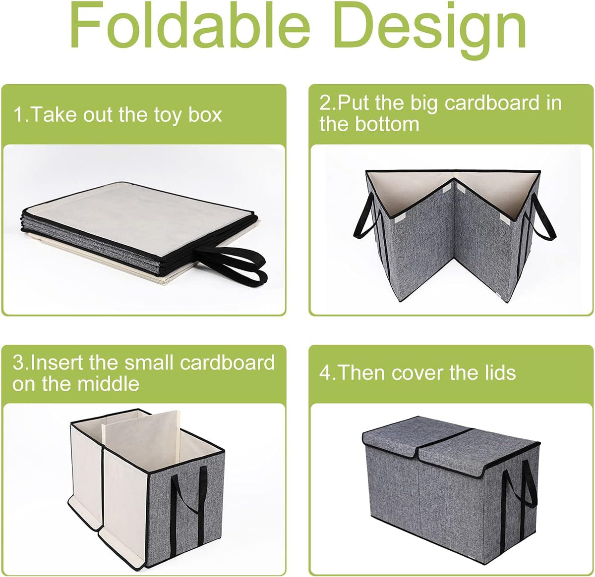 Toy Box Chest, Collapsible Sturdy Storage Bins with Lids, Extra Large Kids Toy Storage Organizer Boxes Bins Baskets for Kids, Boys, Girls, Nursery Room, Playroom, Closet (Linen Gray)