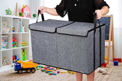 Toy Box Chest, Collapsible Sturdy Storage Bins with Lids, Extra Large Kids Toy Storage Organizer Boxes Bins Baskets for Kids, Boys, Girls, Nursery Room, Playroom, Closet (Linen Gray)