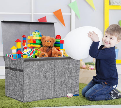 Toy Box Chest, Collapsible Sturdy Storage Bins with Lids, Extra Large Kids Toy Storage Organizer Boxes Bins Baskets for Kids, Boys, Girls, Nursery Room, Playroom, Closet (Linen Gray)