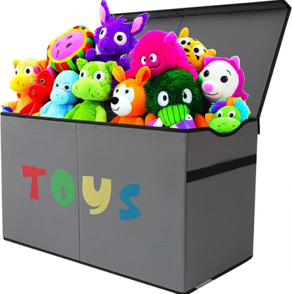 Toy Box Chest, Collapsible Sturdy Storage Bins with Lids, Extra Large Kids Toy Storage Organizer Boxes Bins Baskets for Kids, Boys, Girls, Nursery Room, Playroom, Closet (Linen Gray)