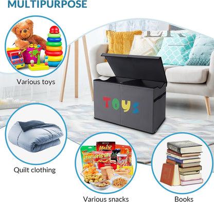 Toy Box Chest, Collapsible Sturdy Storage Bins with Lids, Extra Large Kids Toy Storage Organizer Boxes Bins Baskets for Kids, Boys, Girls, Nursery Room, Playroom, Closet (Linen Gray)