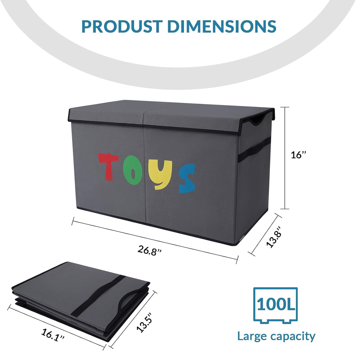 Toy Box Chest, Collapsible Sturdy Storage Bins with Lids, Extra Large Kids Toy Storage Organizer Boxes Bins Baskets for Kids, Boys, Girls, Nursery Room, Playroom, Closet (Linen Gray)