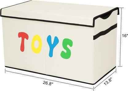 Toy Box Chest, Collapsible Sturdy Storage Bins with Lids, Extra Large Kids Toy Storage Organizer Boxes Bins Baskets for Kids, Boys, Girls, Nursery Room, Playroom, Closet (Linen Gray)