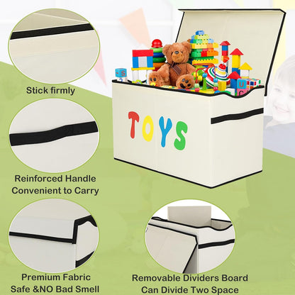 Toy Box Chest, Collapsible Sturdy Storage Bins with Lids, Extra Large Kids Toy Storage Organizer Boxes Bins Baskets for Kids, Boys, Girls, Nursery Room, Playroom, Closet (Linen Gray)