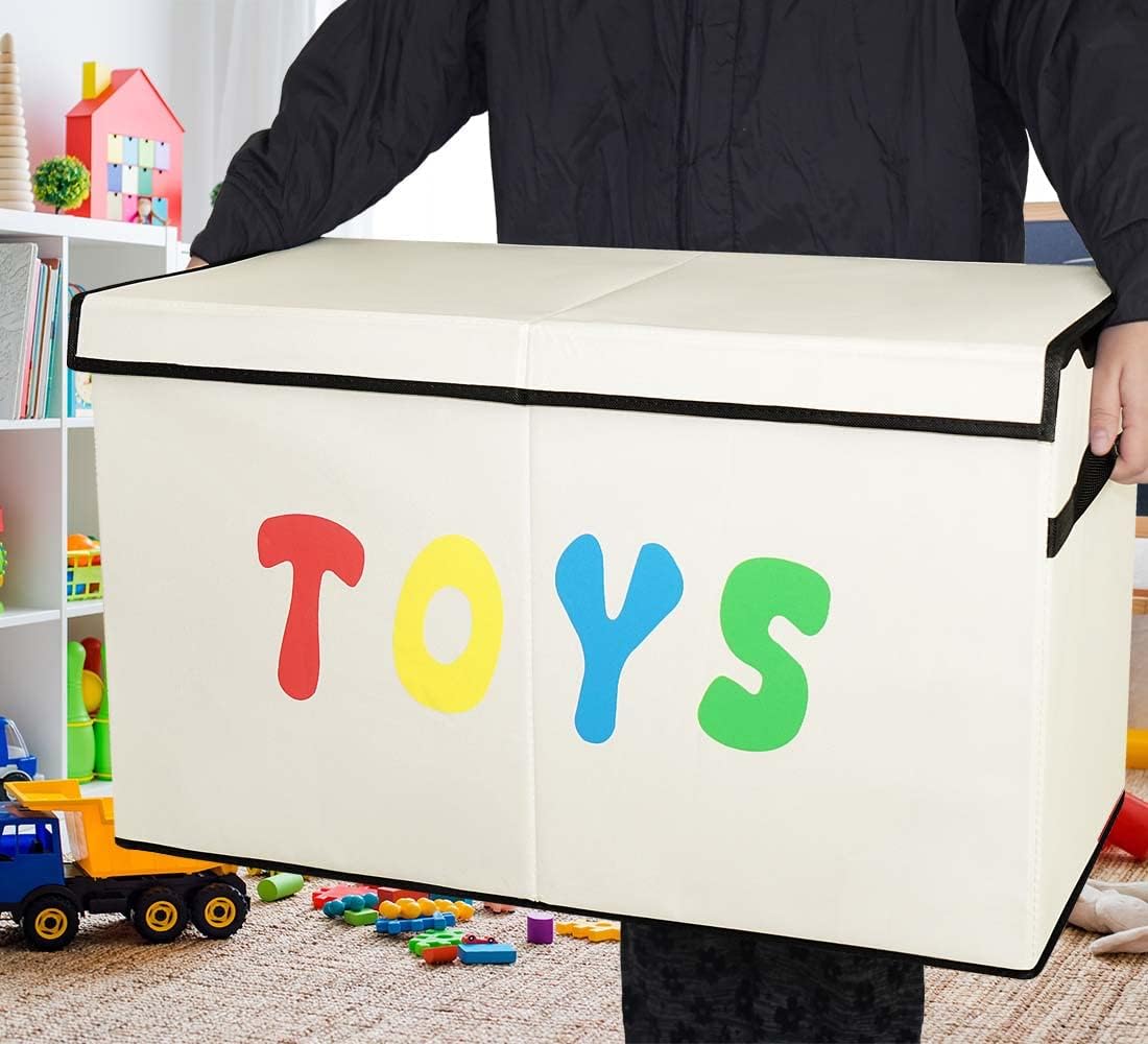 Toy Box Chest, Collapsible Sturdy Storage Bins with Lids, Extra Large Kids Toy Storage Organizer Boxes Bins Baskets for Kids, Boys, Girls, Nursery Room, Playroom, Closet (Linen Gray)