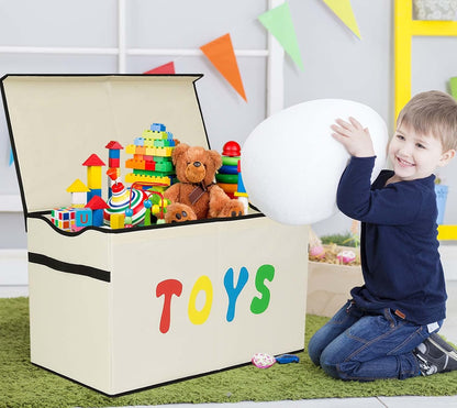 Toy Box Chest, Collapsible Sturdy Storage Bins with Lids, Extra Large Kids Toy Storage Organizer Boxes Bins Baskets for Kids, Boys, Girls, Nursery Room, Playroom, Closet (Linen Gray)
