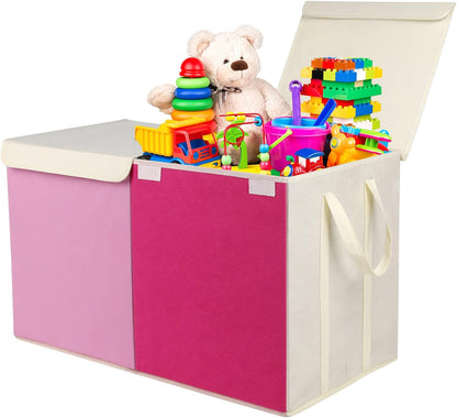 Toy Box Chest, Collapsible Sturdy Storage Bins with Lids, Extra Large Kids Toy Storage Organizer Boxes Bins Baskets for Kids, Boys, Girls, Nursery Room, Playroom, Closet (Linen Gray)