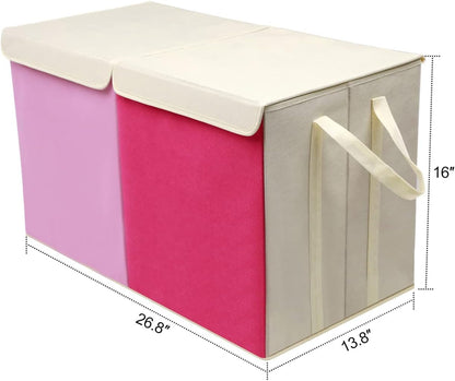 Toy Box Chest, Collapsible Sturdy Storage Bins with Lids, Extra Large Kids Toy Storage Organizer Boxes Bins Baskets for Kids, Boys, Girls, Nursery Room, Playroom, Closet (Linen Gray)