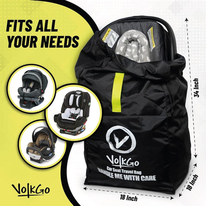 Car Seat Travel Bag For Airplane with Carrying Handles, No Shoulder Straps, Car Seat Bags for Air Travel Carseat Travel Cover, Carseat Travel Bag Cover for Airplane Travel