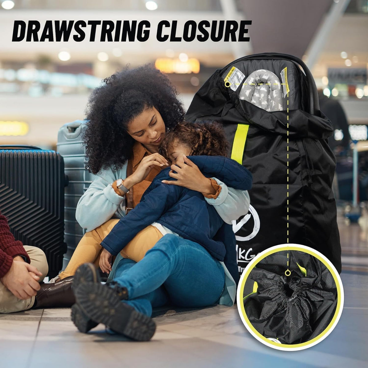 Car Seat Travel Bag For Airplane with Carrying Handles, No Shoulder Straps, Car Seat Bags for Air Travel Carseat Travel Cover, Carseat Travel Bag Cover for Airplane Travel