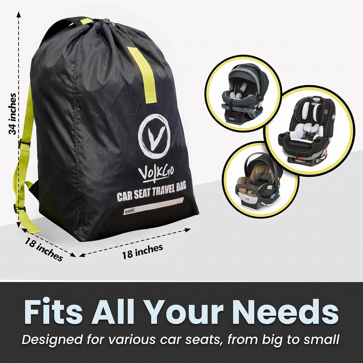 Car Seat Travel Bag For Airplane with Carrying Handles, No Shoulder Straps, Car Seat Bags for Air Travel Carseat Travel Cover, Carseat Travel Bag Cover for Airplane Travel