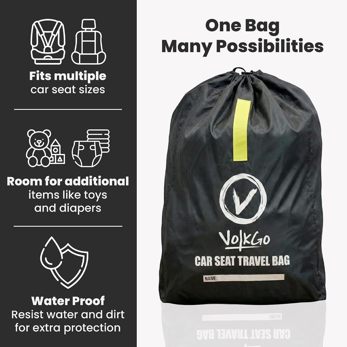 Car Seat Travel Bag For Airplane with Carrying Handles, No Shoulder Straps, Car Seat Bags for Air Travel Carseat Travel Cover, Carseat Travel Bag Cover for Airplane Travel