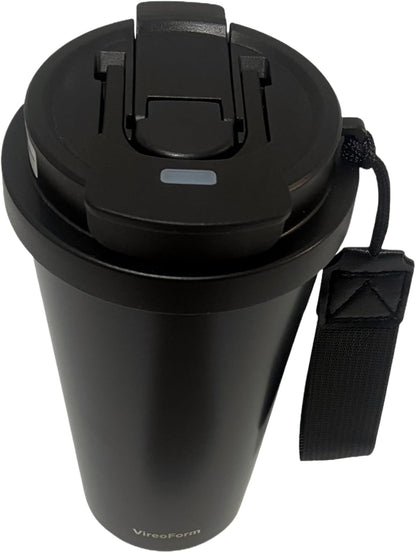 16oz Car Travel Mug | Leak-Proof Double Wall Vacuum Insulated Coffee Cup, 6H Hot/12H Cold Stainless Steel Tumbler with Lanyard for Car Commute, Office & Outdoor Use