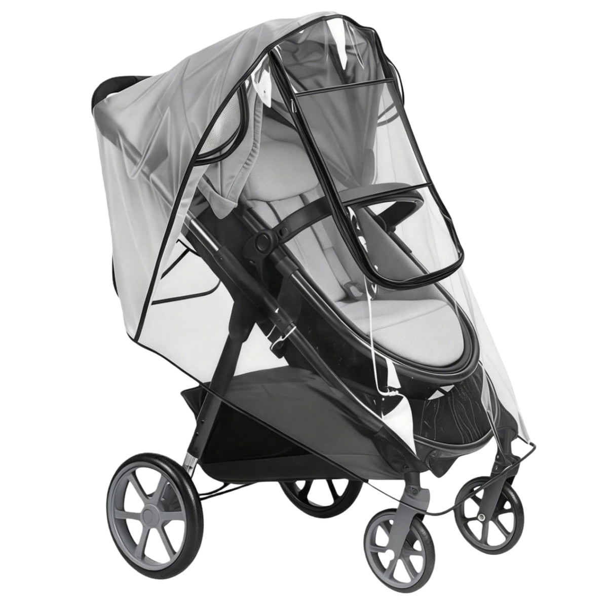 Stroller Rain Cover Universal with Waterproof Zip, Food-Grade EVA Material