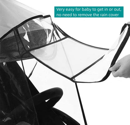Stroller Rain Cover Universal with Waterproof Zip, Food-Grade EVA Material