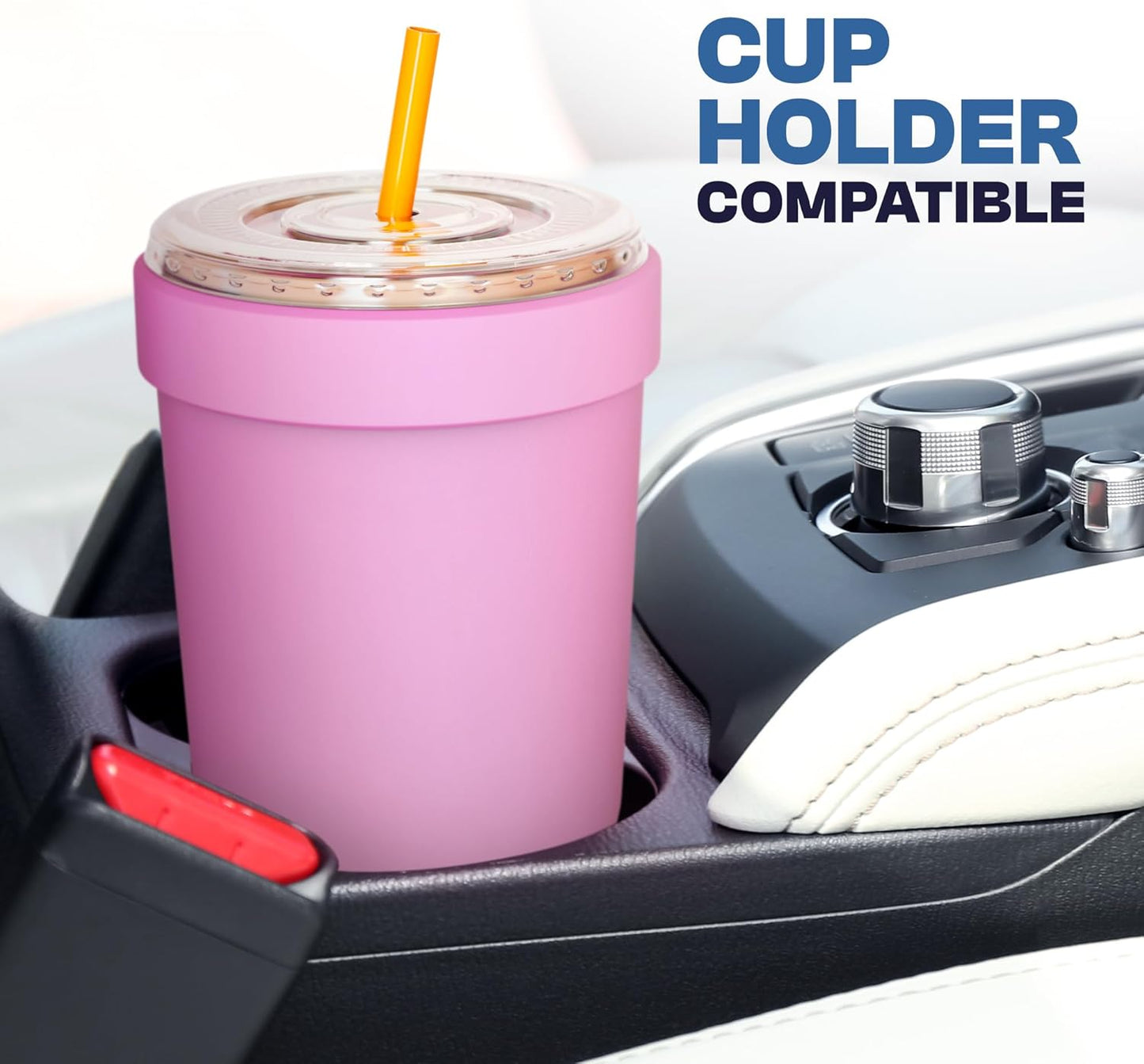Togo Buddy 30 oz Stainless Steel Vacuum Insulated Tumbler To Go Coffee Cup – Iced Coffee Cups, Iced Coffee Sleeve, Travel Mug, Thermal Cup for Hot & Cold Drinks, Dunkin Cup (Pink Pencil) - Colors A