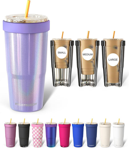 Togo Buddy 30 oz Stainless Steel Vacuum Insulated Tumbler To Go Coffee Cup – Iced Coffee Cups, Iced Coffee Sleeve, Travel Mug, Thermal Cup for Hot & Cold Drinks, Dunkin Cup (Pink Pencil) - Colors A
