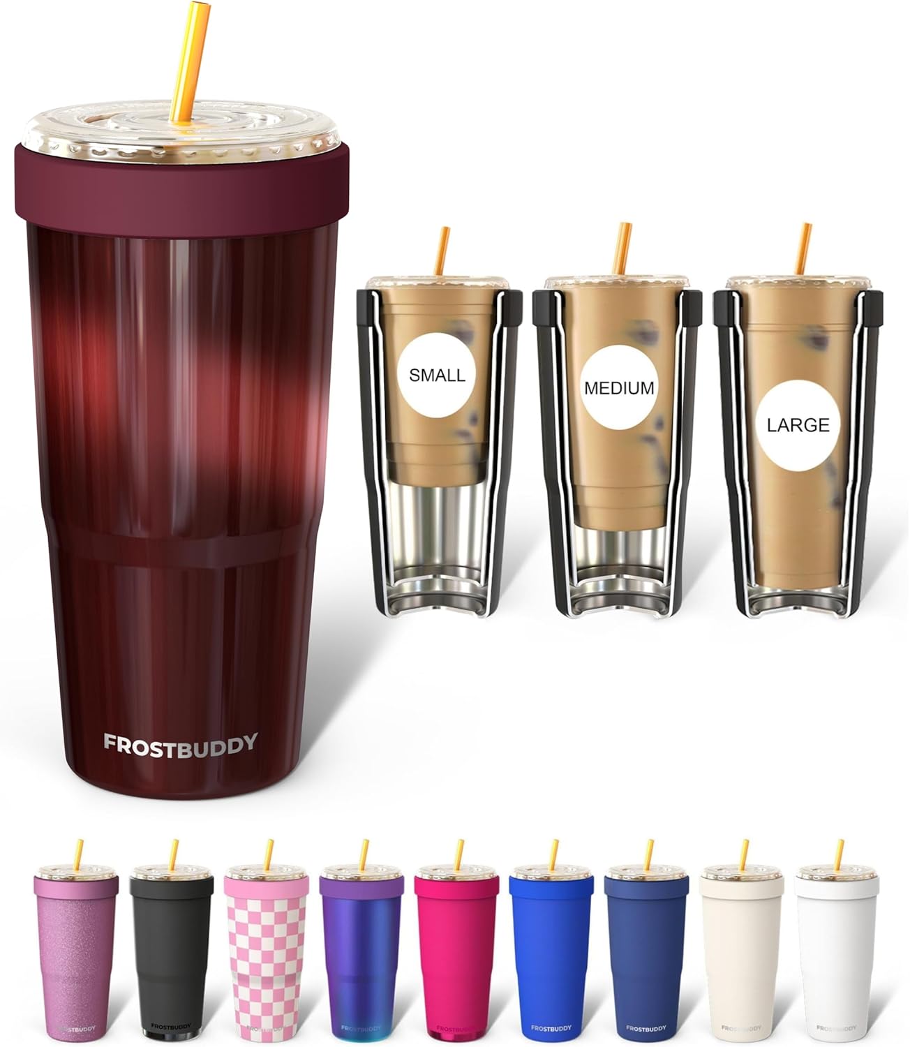 Togo Buddy 30 oz Stainless Steel Vacuum Insulated Tumbler To Go Coffee Cup – Iced Coffee Cups, Iced Coffee Sleeve, Travel Mug, Thermal Cup for Hot & Cold Drinks, Dunkin Cup (Pink Pencil) - Colors A