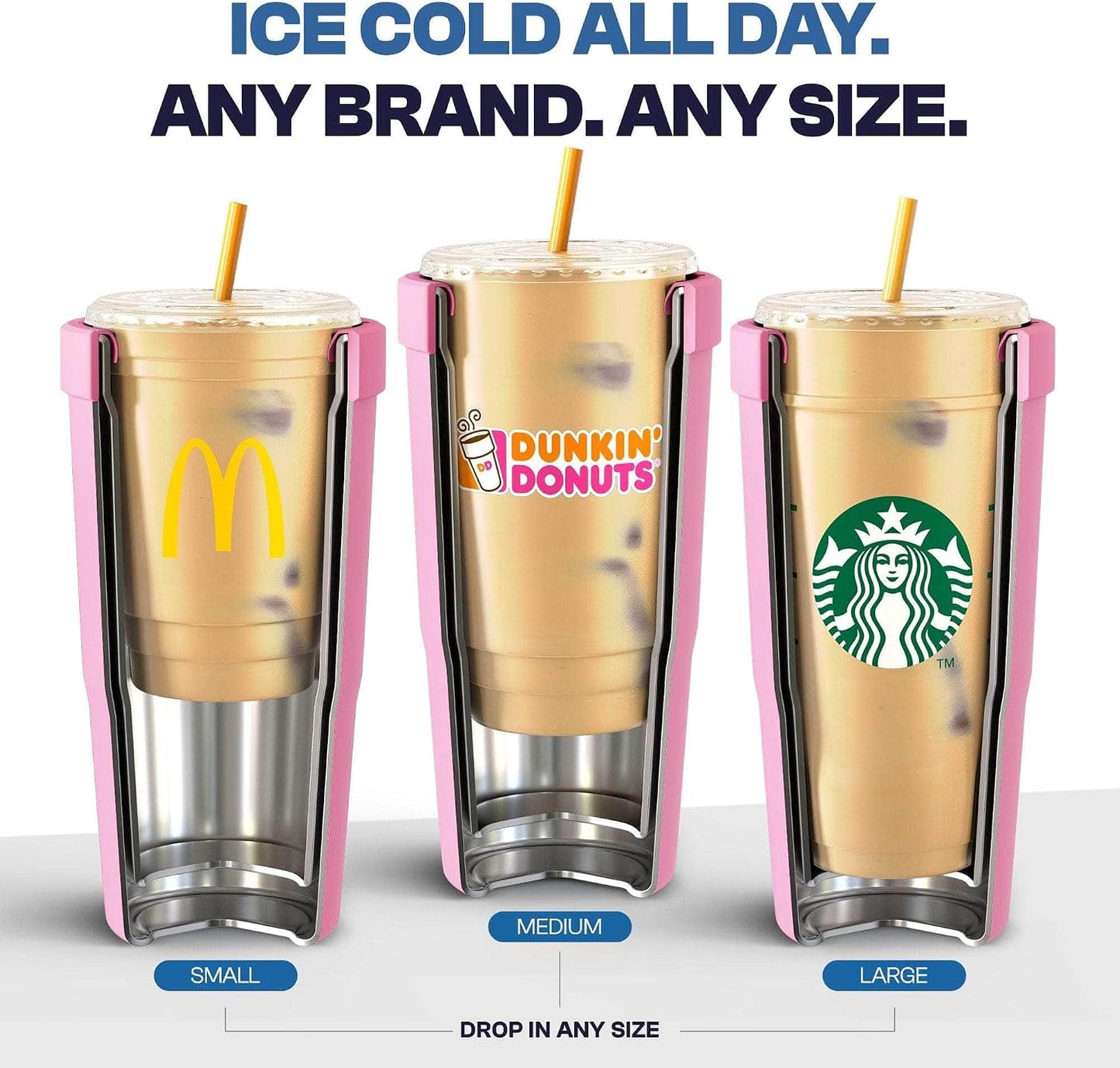 Togo Buddy 30 oz Stainless Steel Vacuum Insulated Tumbler To Go Coffee Cup – Iced Coffee Cups, Iced Coffee Sleeve, Travel Mug, Thermal Cup for Hot & Cold Drinks, Dunkin Cup (Pink Pencil) - Colors A