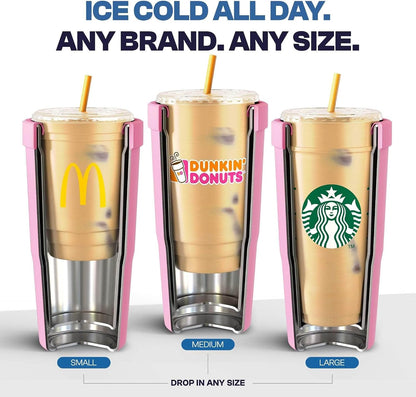 Togo Buddy 30 oz Stainless Steel Vacuum Insulated Tumbler To Go Coffee Cup – Iced Coffee Cups, Iced Coffee Sleeve, Travel Mug, Thermal Cup for Hot & Cold Drinks, Dunkin Cup (Pink Pencil) - Colors A