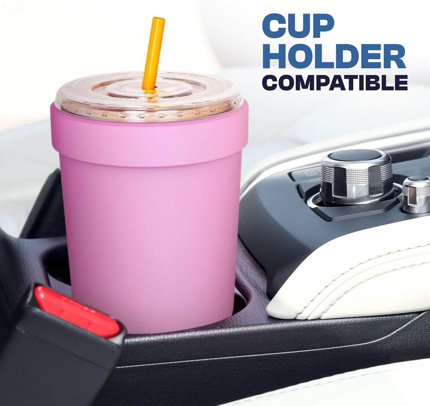 Togo Buddy 30 oz Stainless Steel Vacuum Insulated Tumbler To Go Coffee Cup – Iced Coffee Cups, Iced Coffee Sleeve, Travel Mug, Thermal Cup for Hot & Cold Drinks, Dunkin Cup (Pink Pencil) - Colors A