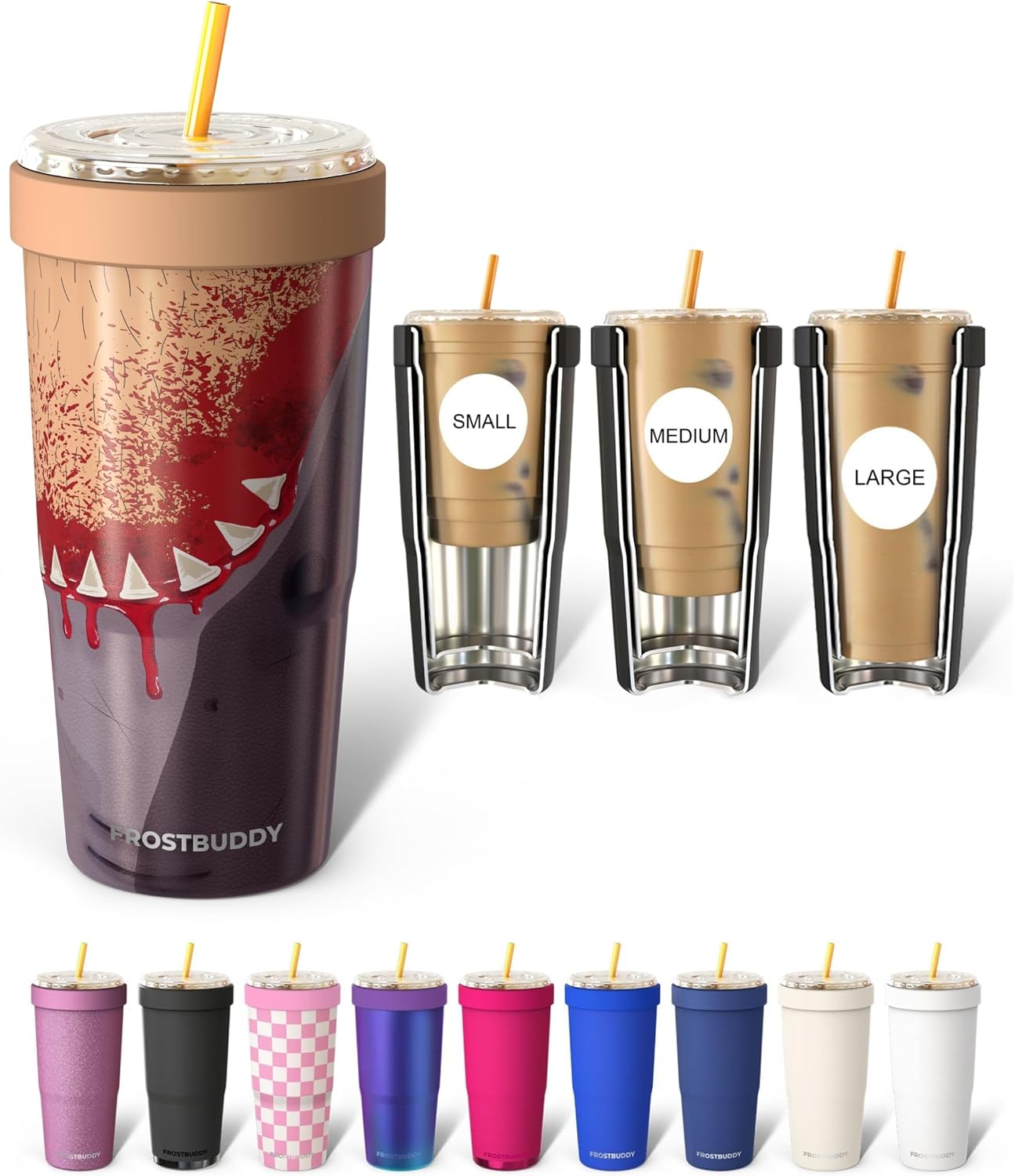 Togo Buddy 30 oz Stainless Steel Vacuum Insulated Tumbler To Go Coffee Cup – Iced Coffee Cups, Iced Coffee Sleeve, Travel Mug, Thermal Cup for Hot & Cold Drinks, Dunkin Cup (Pink Pencil) - Colors A