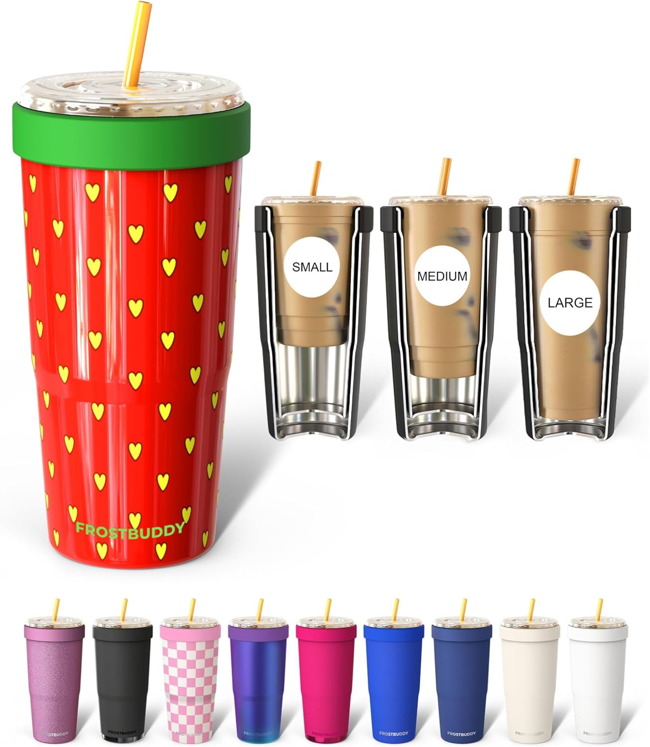 Togo Buddy 30 oz Stainless Steel Vacuum Insulated Tumbler To Go Coffee Cup – Iced Coffee Cups, Iced Coffee Sleeve, Travel Mug, Thermal Cup for Hot & Cold Drinks, Dunkin Cup (Pink Pencil) - Colors A