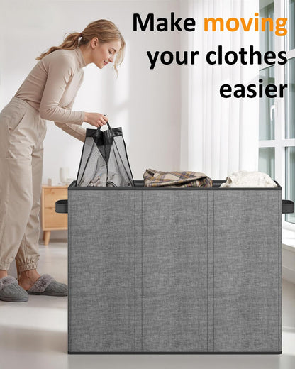 180L Laundry Hamper 3 Section, Large Hamper with Mesh Bags & Lid