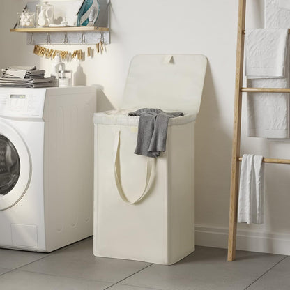 180L Double Laundry Hamper 2 Section with Lid and Removable Bags