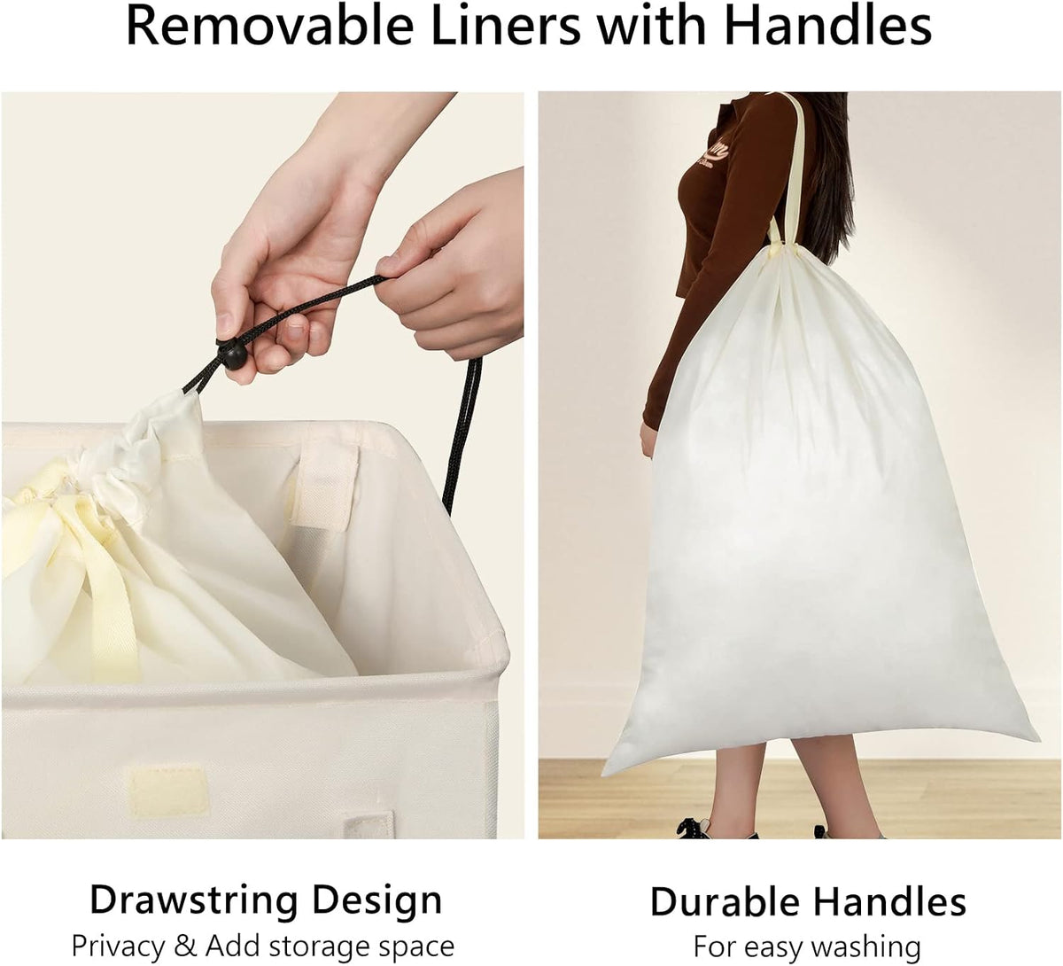 180L Double Laundry Hamper 2 Section with Lid and Removable Bags