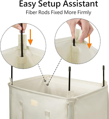 180L Double Laundry Hamper 2 Section with Lid and Removable Bags