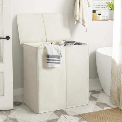 180L Double Laundry Hamper 2 Section with Lid and Removable Bags