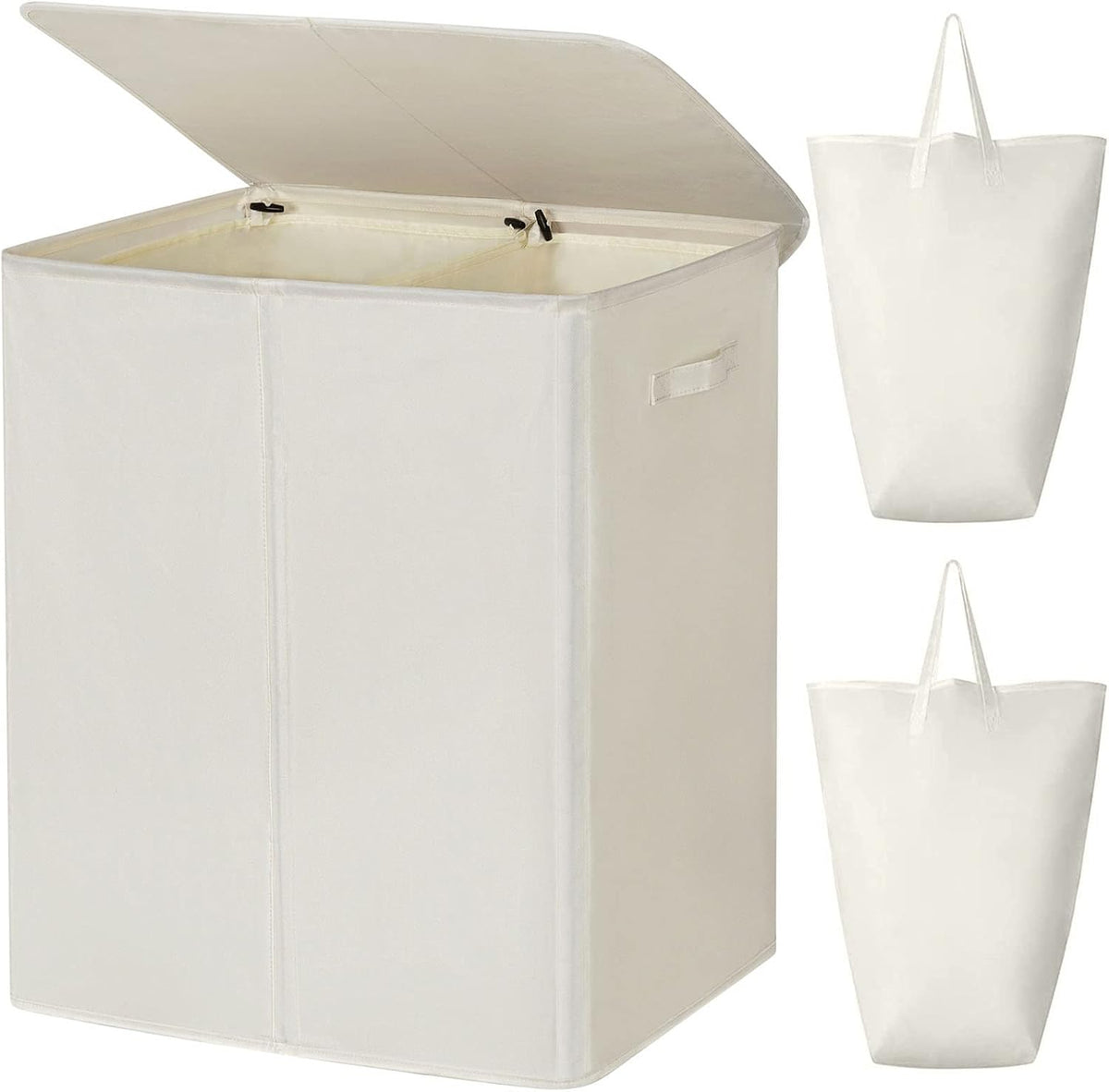 180L Double Laundry Hamper 2 Section with Lid and Removable Bags