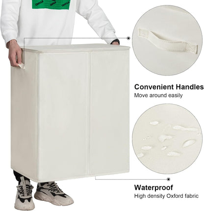 180L Double Laundry Hamper 2 Section with Lid and Removable Bags