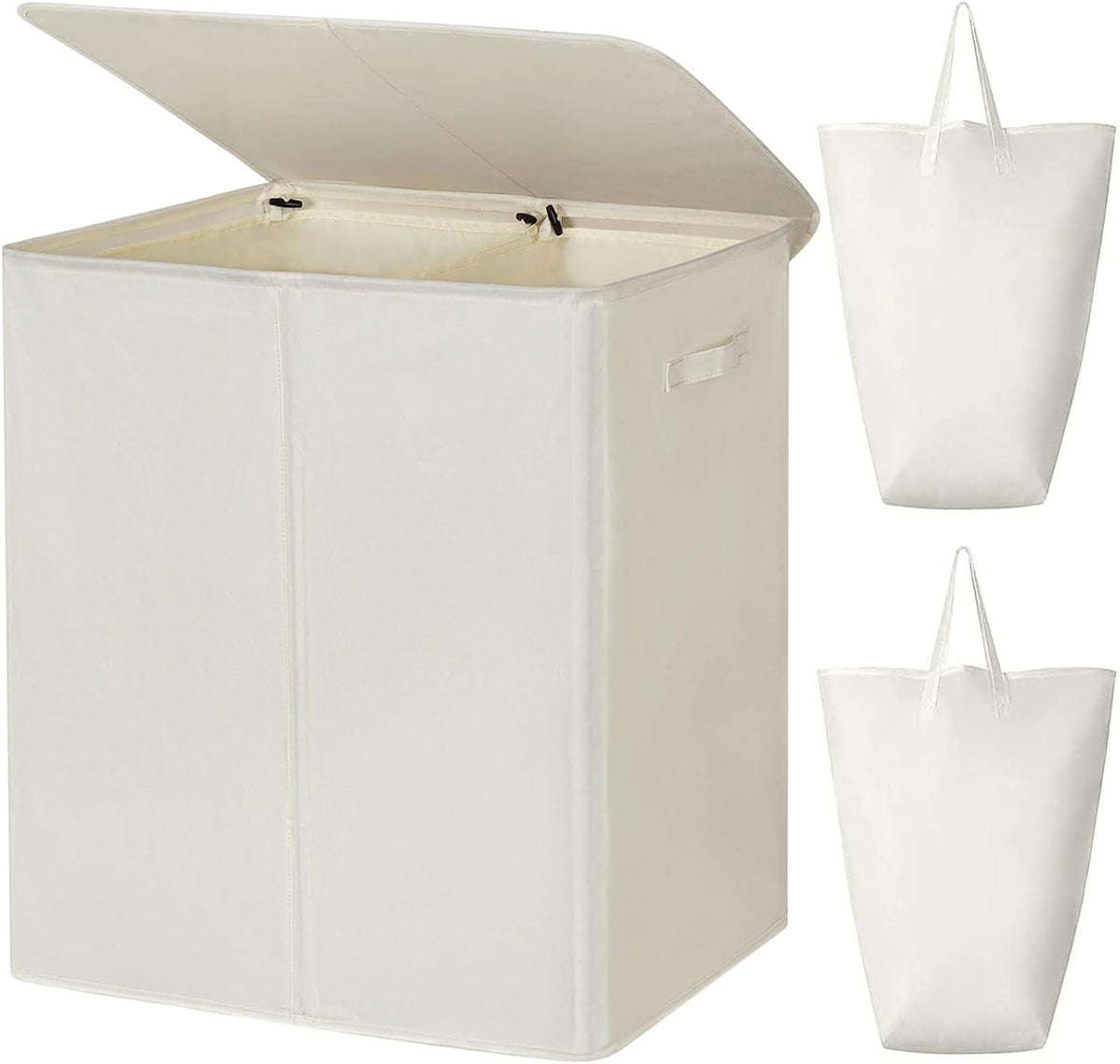 180L Double Laundry Hamper 2 Section with Lid and Removable Bags