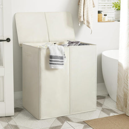 180L Double Laundry Hamper 2 Section with Lid and Removable Bags