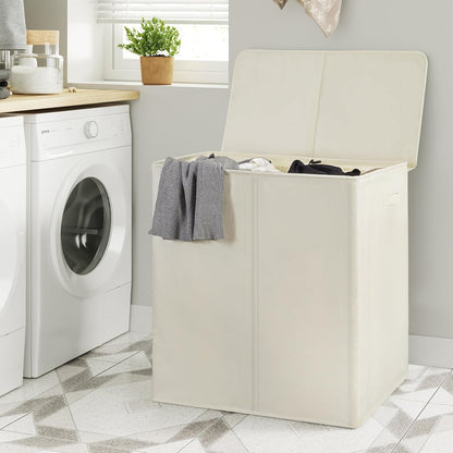 180L Double Laundry Hamper 2 Section with Lid and Removable Bags