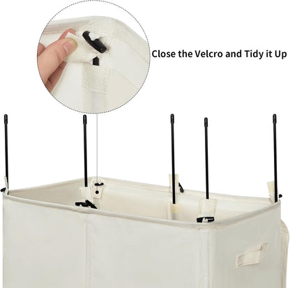 180L Double Laundry Hamper 2 Section with Lid and Removable Bags