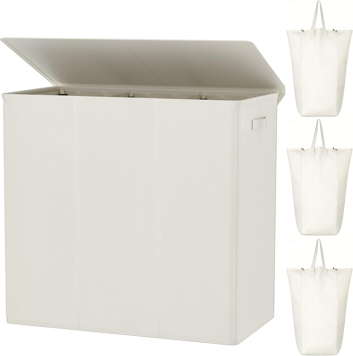 180L Double Laundry Hamper 2 Section with Lid and Removable Bags