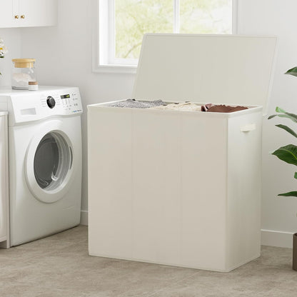 180L Double Laundry Hamper 2 Section with Lid and Removable Bags