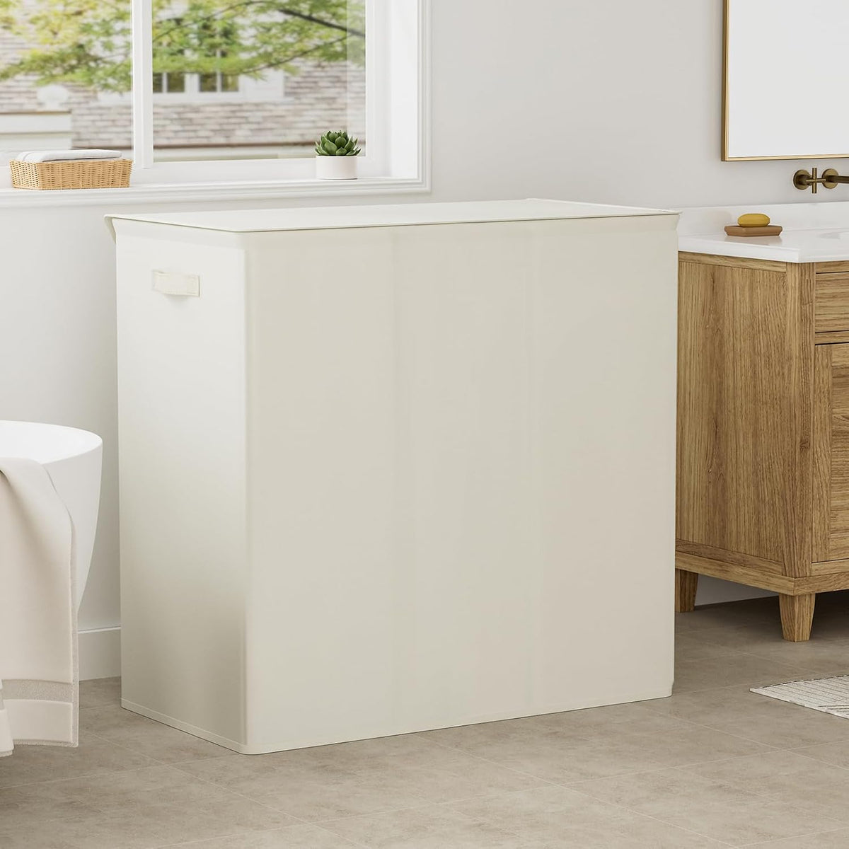 180L Double Laundry Hamper 2 Section with Lid and Removable Bags